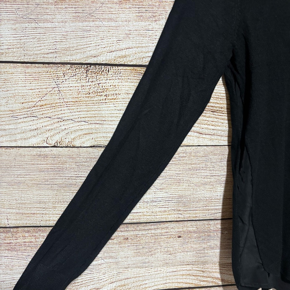 ALFRED SUNG Black V-Neck Long Sleeve Layered-Hem Top‎ - Picture 3 of 10